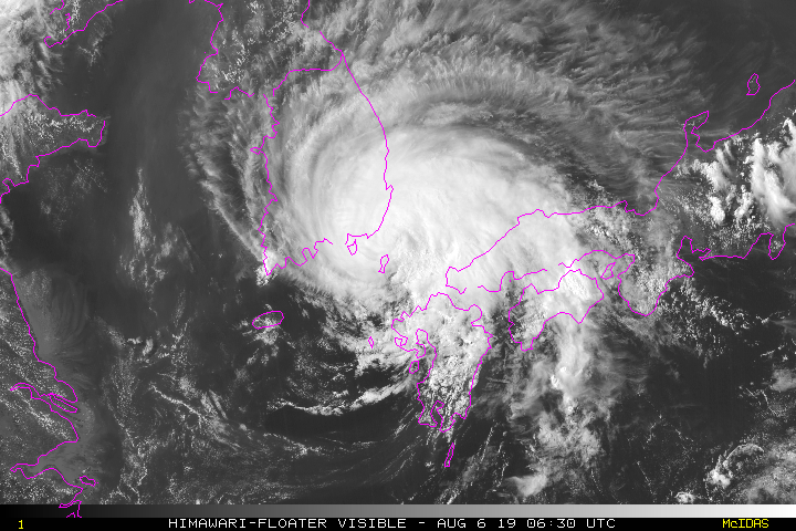 2019年 台風8号 リアルタイム衛星画像