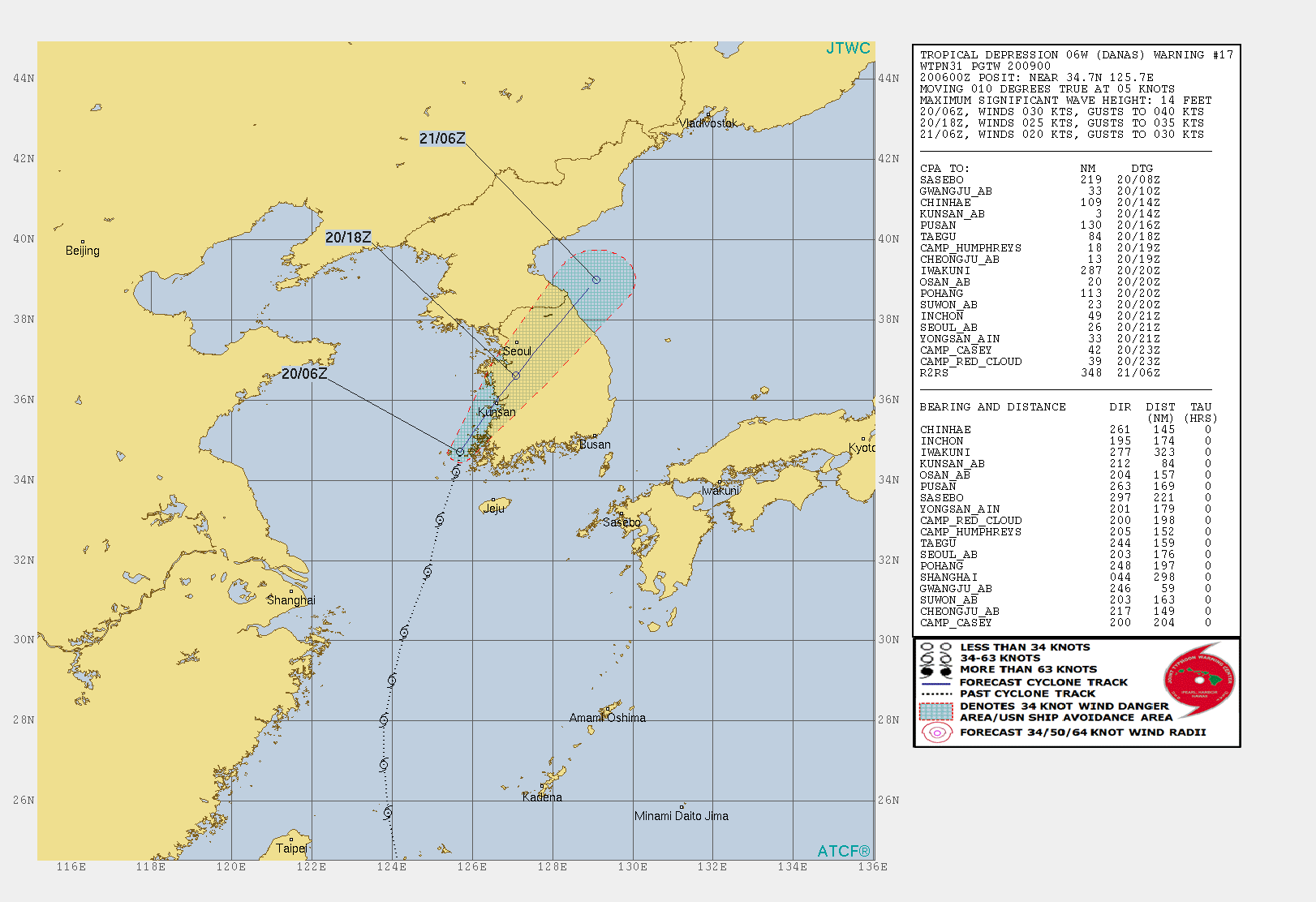 JTWC 台風5号 予想進路