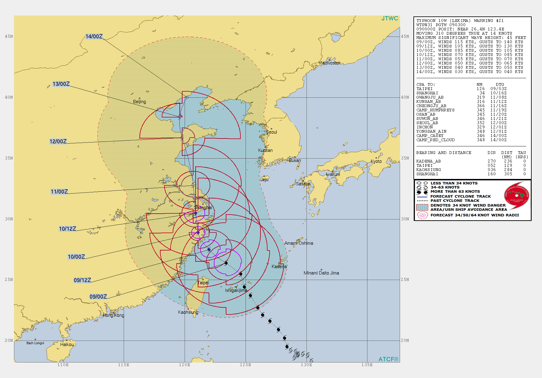 JTWC 台風9号 予想進路