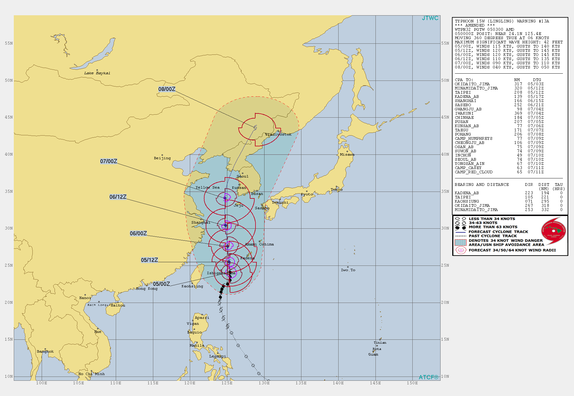 JTWC 台風13号 予想進路