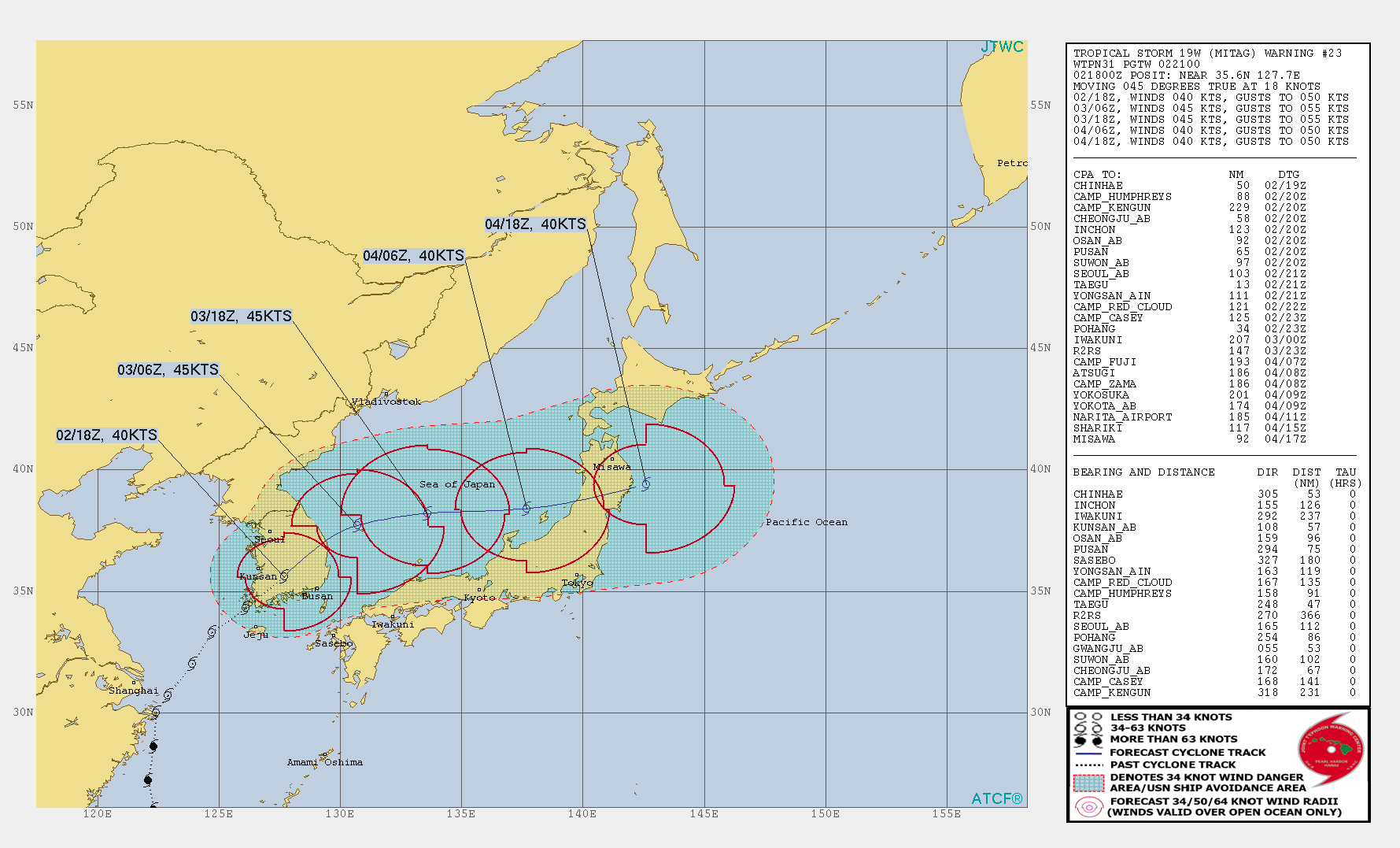 JTWC 台風18号 予想進路