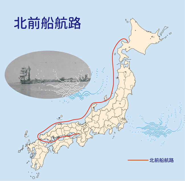 旧日本地図北前船航路