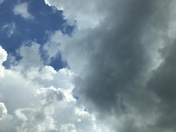 白い入道雲とグレーの雲